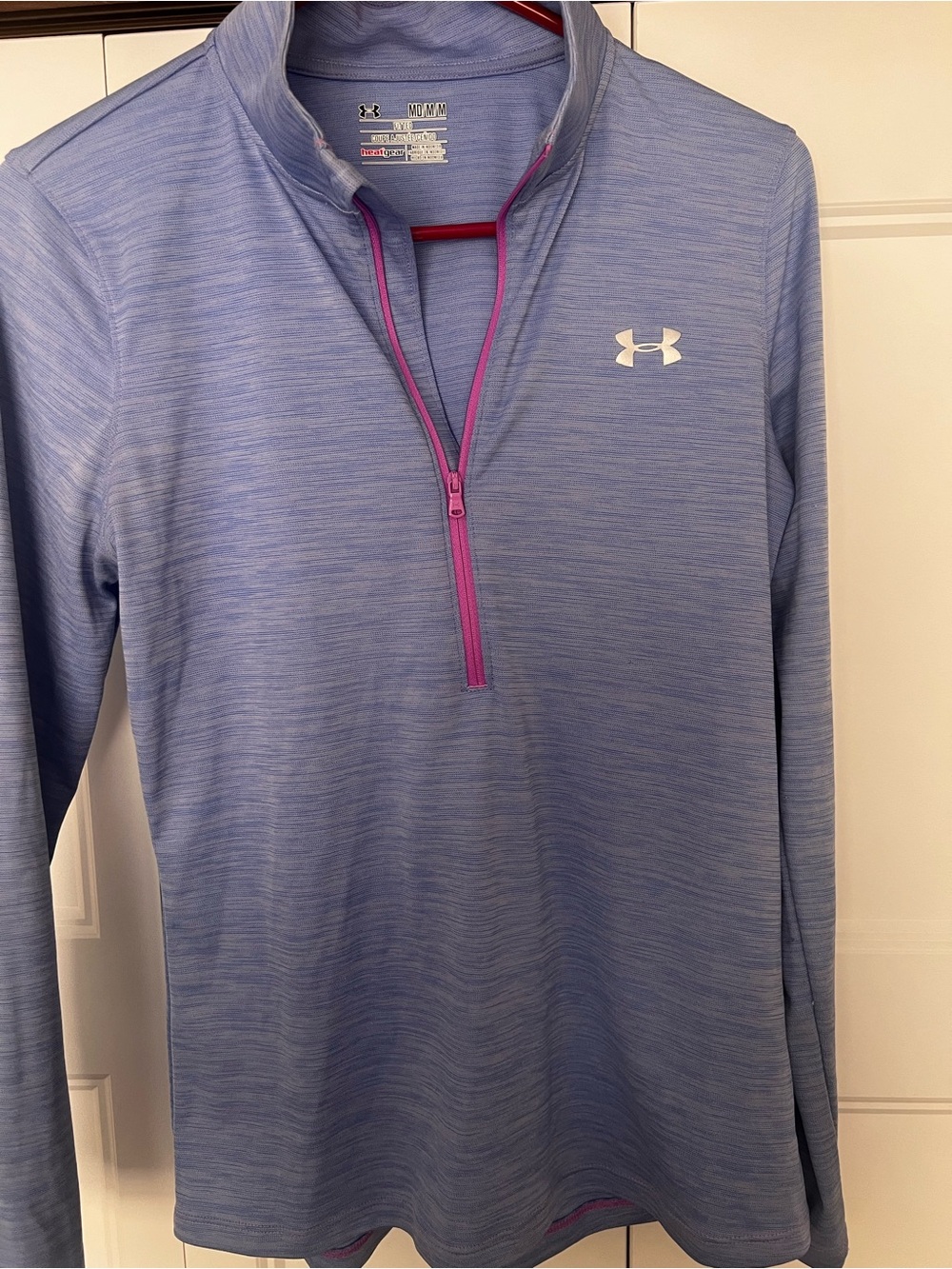 Women’s Under Armour Sky Blue Heather Quarter-Zip Pullover with Pink/Purple Trim